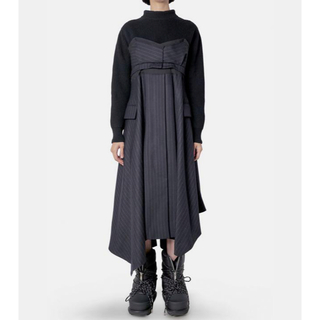 サカイ(sacai)の限定価格価格sacai Wool Knit Chalk Stripe Dress(ロングワンピース/マキシワンピース)
