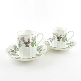 ロイヤルウースター(Royal Worcester)の美品 ROYAL WORCESTER ロイヤルウースター LAVINIA ラビニア ラヴィニア デミタスカップ＆ソーサー 2客 ペア 花 フラワー フルーツ 英国 イギリス SU5013E (グラス/カップ)