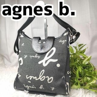 アニエスベー(agnes b.)のアニエスベー ショルダーバッグ 総柄 ロゴ グレー agnes b. バッグ 黒(ショルダーバッグ)