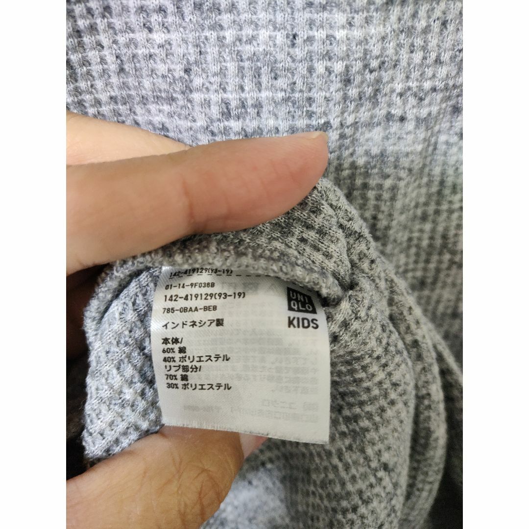 UNIQLO(ユニクロ)のユニクロ GIRLS ワッフルクルーネックT（5分袖） キッズ/ベビー/マタニティのキッズ服女の子用(90cm~)(Tシャツ/カットソー)の商品写真