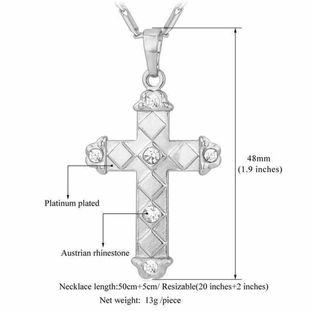 パリジュエリー 18金 クロスネックレス ジルコニア ［シルバー］ メンズのアクセサリー(ネックレス)の商品写真