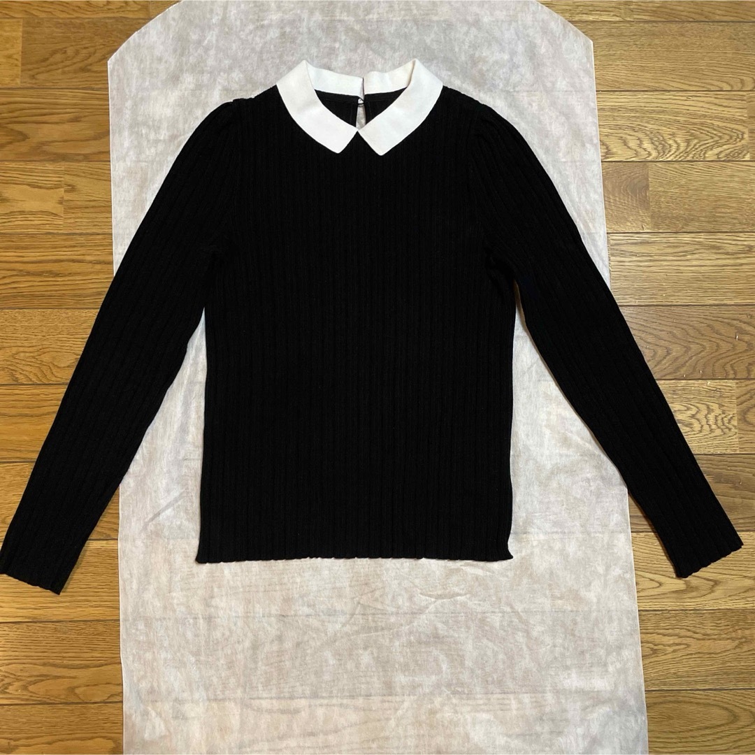 ♡美品♡ FOXEY 白襟 ウール セーター 40 ブラック総丈約55センチ