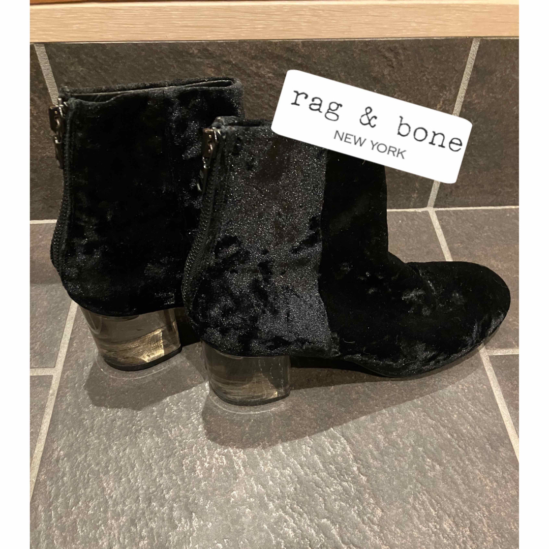 Drawer(ドゥロワー)の美品　rag & bone new york ベルベット　ブーツ　クリア　35 レディースの靴/シューズ(ブーツ)の商品写真