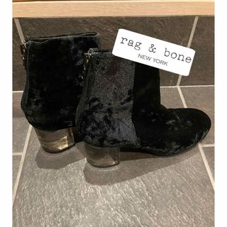 ドゥロワー(Drawer)の美品　rag & bone new york ベルベット　ブーツ　クリア　35(ブーツ)