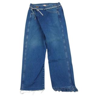 MAISON EUREKA メゾンエウレカ 17 VINTAGE REWORK BIGGY PANTS ヴィンテージ リメイク ビギー ベルト付き カットオフ デニム パンツ インディゴブルー系 S【中古】(カジュアルパンツ)