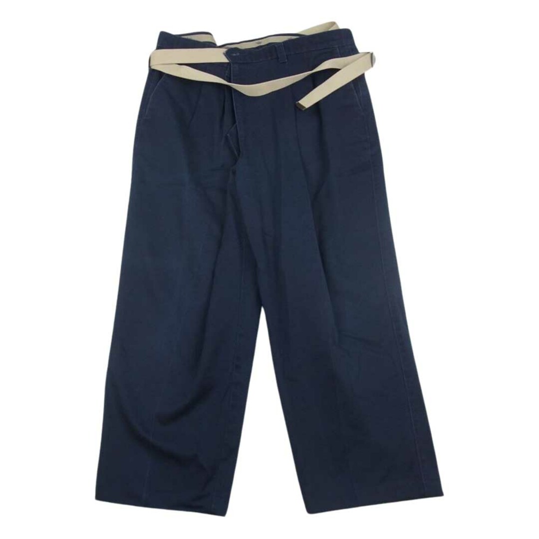 MAISON EUREKA メゾンエウレカ 70 VINTAGE REWORK CHINO ヴィンテージ リメイク ベルト付き チノ パンツ ネイビー系 SSウエスト