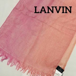 ランバン(LANVIN)の★LANVIN★ ストール 花 バラ グラデーション ウール ピンク 新品タグ付(ストール/パシュミナ)