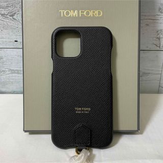 トムフォード(TOM FORD)の【新品未使用】TOM FORD  スマホカバー  ネックストラップ  レザー 黒(iPhoneケース)