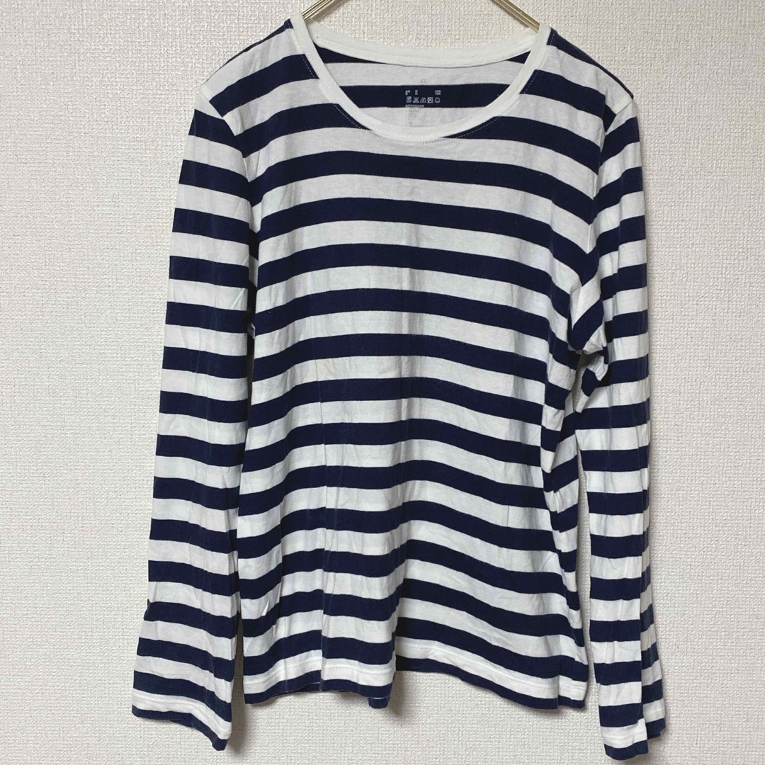 MUJI (無印良品)(ムジルシリョウヒン)の【無印良品】長袖Tシャツ カットソー ボーダー ユニセックス 大きいサイズ レディースのトップス(Tシャツ(長袖/七分))の商品写真