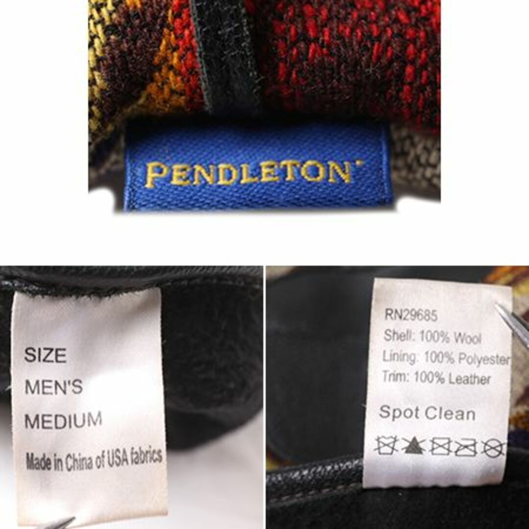 PENDLETON(ペンドルトン)のペンドルトン ネイティブ 総柄 ウール 手袋 メンズ M 古着 PENDLETON グローブ 本革 レザー フリース ライナー付き 防寒 防風 レザーベルト メンズのファッション小物(手袋)の商品写真