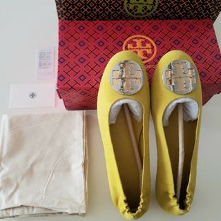 TORYBURCH トリーバーチ　ブラウンレザーフラットシューズ　5M 22cmレディース