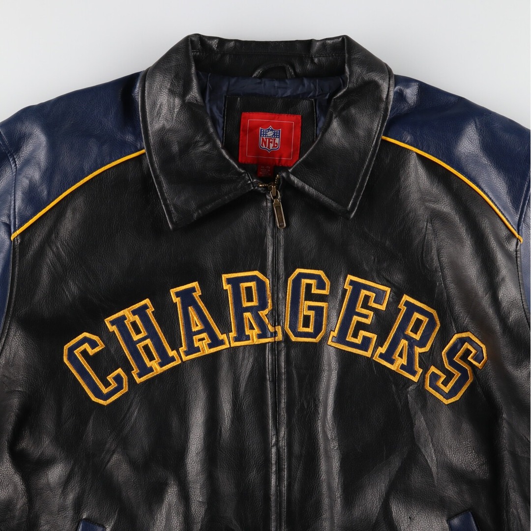 古着 NFL LOS ANGELES CHARGERS ロサンゼルスチャージャーズ フェイクレザージャケット メンズXL /evb004008 メンズのジャケット/アウター(レザージャケット)の商品写真