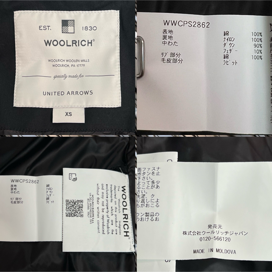 WOOLRICH(ウールリッチ)のWOOLRICH× ARROWS 20AW ラビットファー ダウンコート XS レディースのジャケット/アウター(ダウンコート)の商品写真