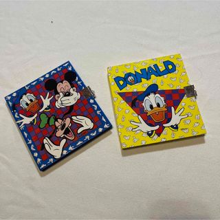 ディズニー(Disney)のディズニー レトロ 鍵付き日記帳 2冊セット(ノート/メモ帳/ふせん)