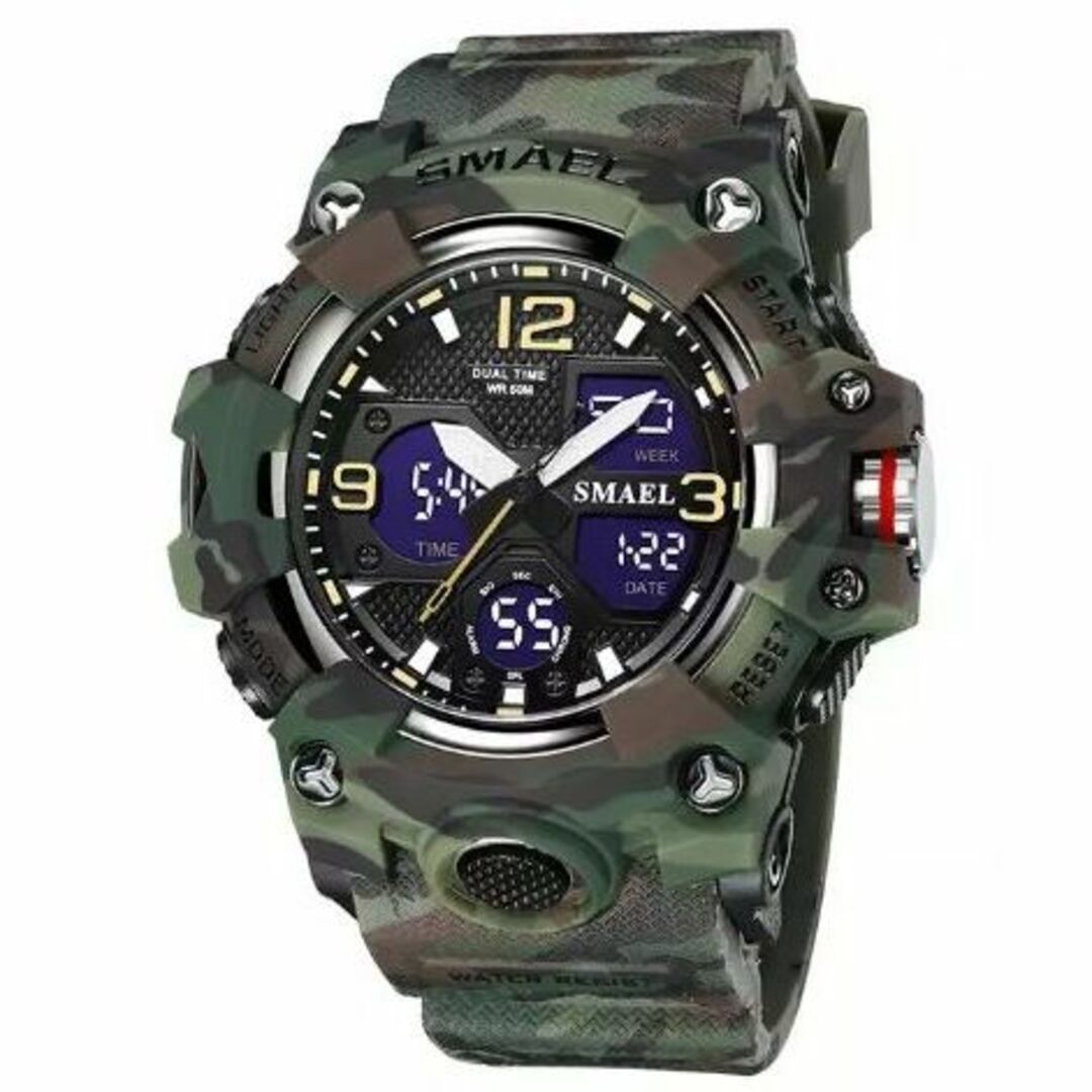 SMAEL 8008MC スポーツウォッチ(迷彩タイプ・アーミーグリーン） メンズの時計(腕時計(デジタル))の商品写真