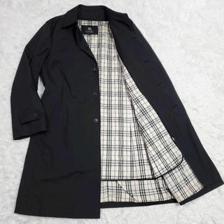 バーバリーブラックレーベル(BURBERRY BLACK LABEL)の極美品 XL バーバリーブラックレーベル  ステンカラー コート 黒(ステンカラーコート)