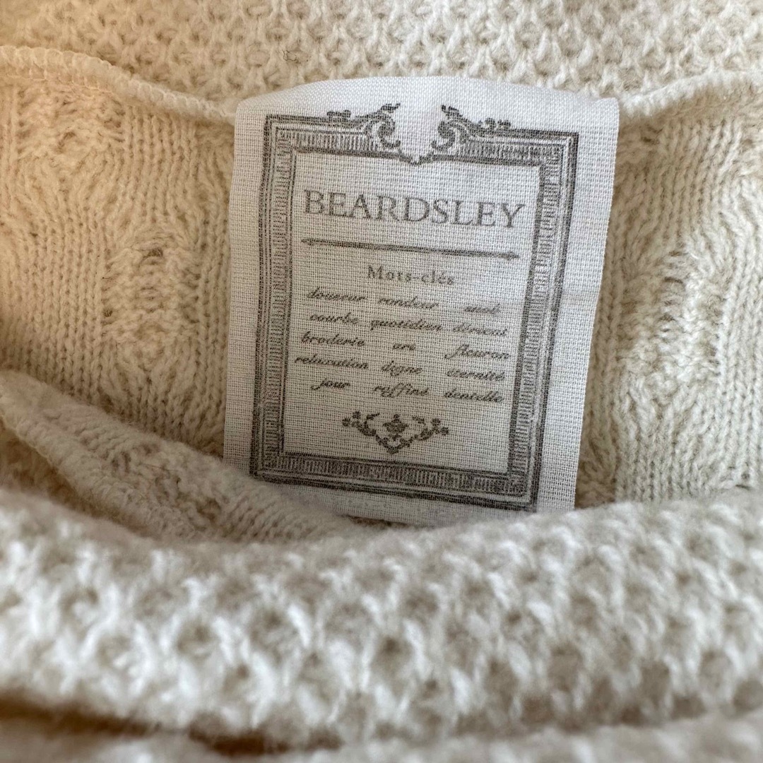 BEARDSLEY(ビアズリー)の美品♪ビアズリー ボリュームオフタートルケーブルニット アラン編み アイボリー レディースのトップス(ニット/セーター)の商品写真