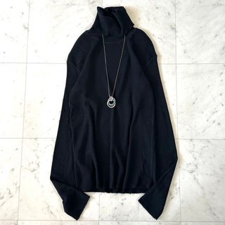 ドゥーズィエムクラス(DEUXIEME CLASSE)の美品♪ドゥーズィエムクラス jersey タートルネックニット 黒 リブニット(ニット/セーター)