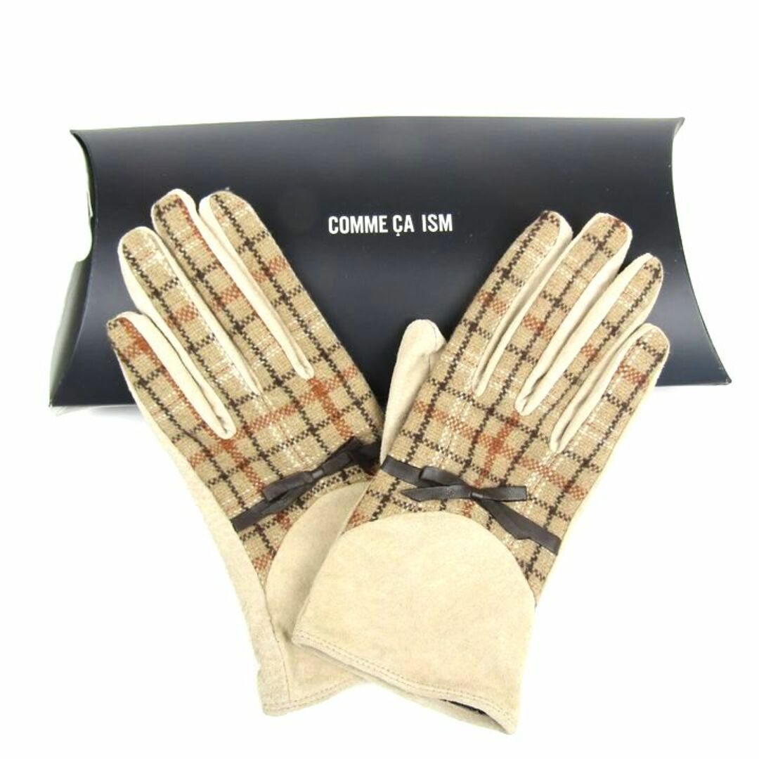 COMME CA ISM(コムサイズム)のコムサイズム 手袋 グローブ チェック柄 豚革 ブランド 小物 レディース ベージュ COMME CA ISM レディースのファッション小物(手袋)の商品写真