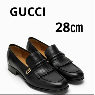 グッチ(Gucci)のGUCCI Black moccasin with fringesローファー(ドレス/ビジネス)