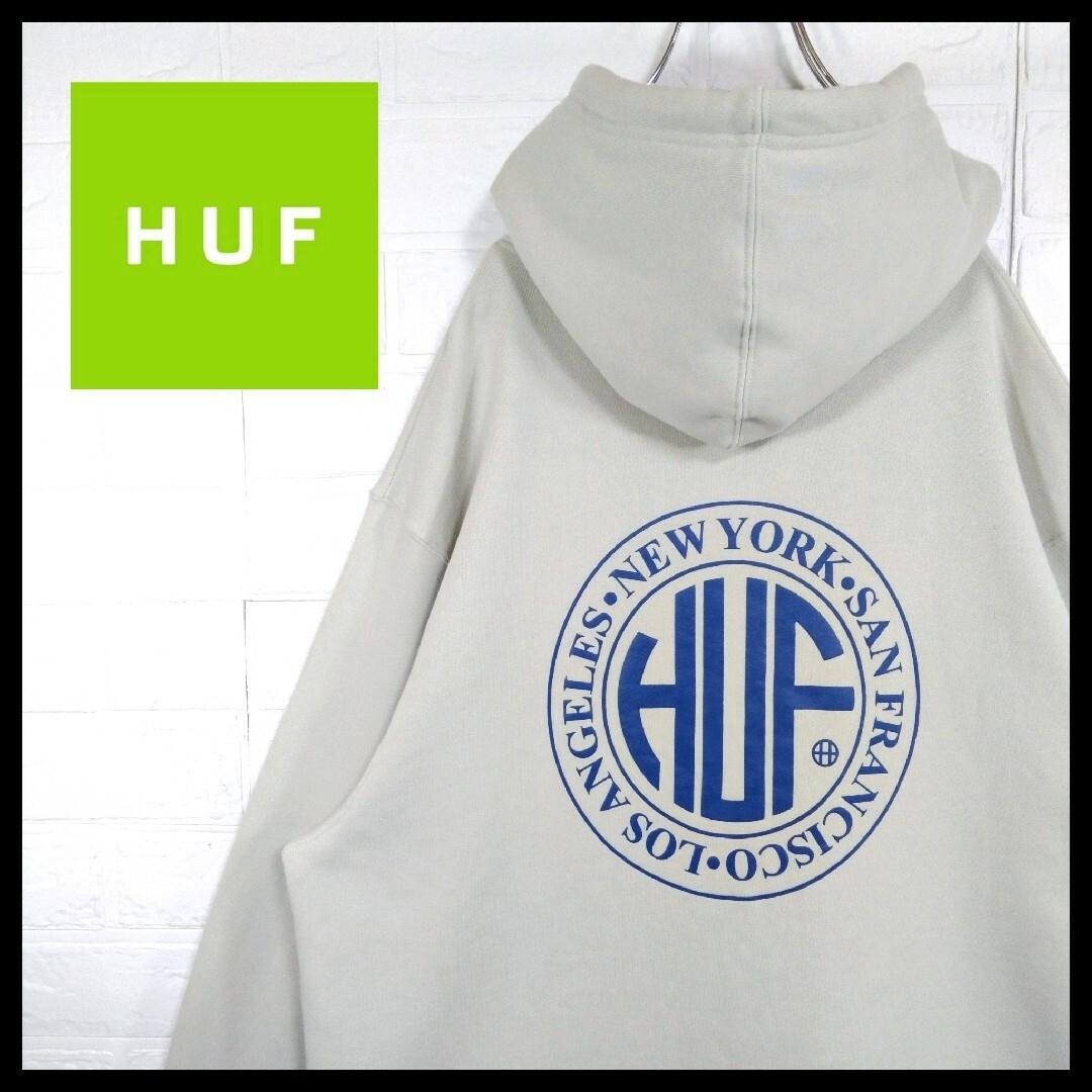 【HUF(ハフ)】ビッグロゴ　裏起毛　ビッグシルエット　プルオーバーパーカーのーぷ_パーカー