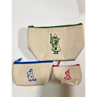 ムーミン(MOOMIN)のムーミン　ポーチ3個セット　雑誌付録　　ムーミン　刺繍(ポーチ)