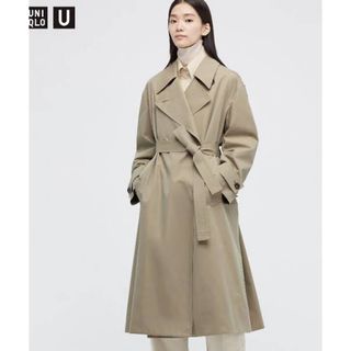 ユニクロ(UNIQLO)の美品　UNIQLO U オーバーサイズ　トレンチコート　カーキ　M(トレンチコート)