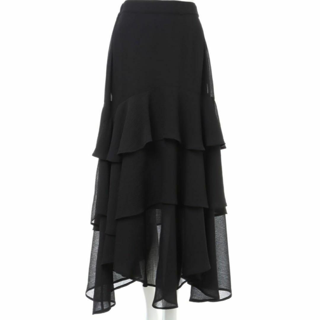 INGNI(イング)のINGNI イング　ティアードスカート　黒ブラック　黒　ロング　マキシ丈 レディースのスカート(ロングスカート)の商品写真