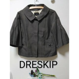 ドレスキップ(DRESKIP)の【未使用】DRESKIPボレロジャケットＬ　グレンチェック　バルーン袖　襟取外し(その他)