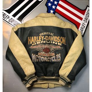 ハーレーダビッドソン(Harley Davidson)の【レアモデル！立体金糸刺繍】極上美品ハーレーダビッドソン　羊革レザー　ジャケット(レザージャケット)