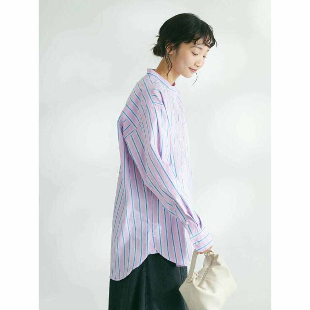 CRAFT STANDARD BOUTIQUE(クラフトスタンダードブティック)の【ストライプネイビー】【追加6】バンドカラーシャツ/24SS レディースのトップス(シャツ/ブラウス(長袖/七分))の商品写真