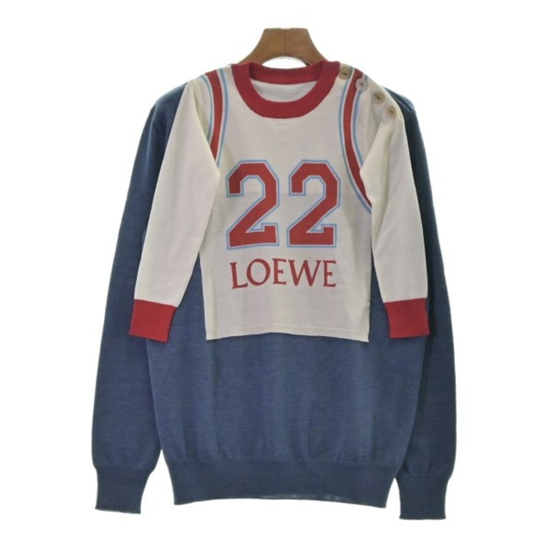 LOEWE(ロエベ)のLOEWE ロエベ ニット・セーター XS 水色x白x赤等 【古着】【中古】 レディースのトップス(ニット/セーター)の商品写真