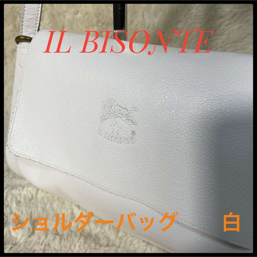 IL BISONTE(イルビゾンテ)のIL BISONTEイルビゾンテ ショルダーバッグ 本革 白 筒型 イタリア製 レディースのバッグ(ショルダーバッグ)の商品写真