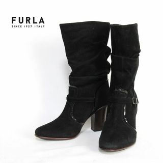 フルラ(Furla)のフルラ　ミドルブーツ　スエード　黒　ブラック　35 1/2　(ブーツ)