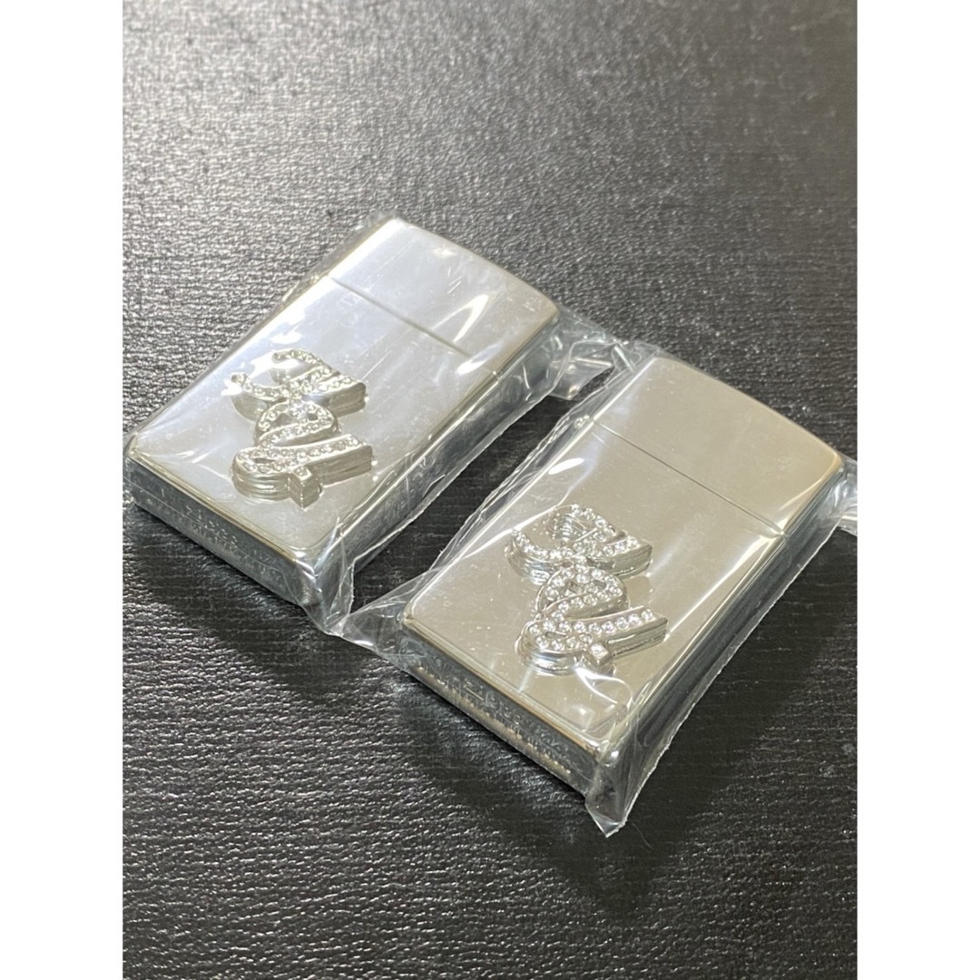 メンズzippo シルバーメタル スワロフスキー 2点 限定品 2004年製 ★