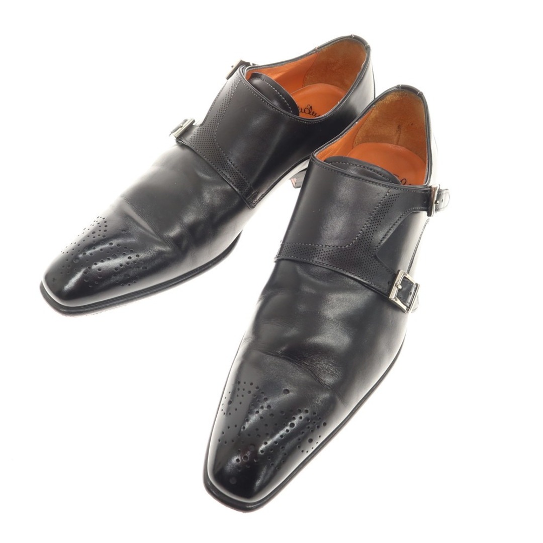 Santoni(サントーニ)の【中古】サントーニ Santoni カーフレザー ダブルモンク ドレスシューズ ブラック【サイズ5 1/2】【メンズ】 メンズの靴/シューズ(ドレス/ビジネス)の商品写真