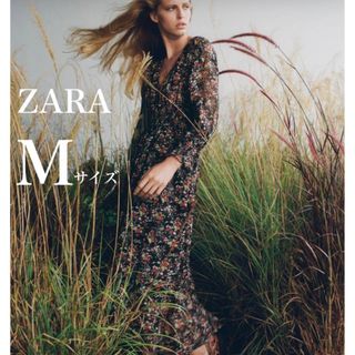 ザラ(ZARA)の【美品】ZARA ザラ 花柄シフォンワンピース M(ロングワンピース/マキシワンピース)