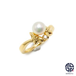 ミキモト(MIKIMOTO)のMIKIMOTO ミキモト K18 18金イエローゴールド アコヤパール 真珠 ダイヤ リング 指輪 約13.5号 ジュエリー アクセサリー(リング(指輪))