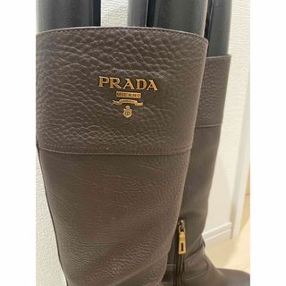 プラダ(PRADA)のプラダ　ブラウンレザーロングブーツ　22 22.5  プラダ　PRADA ブーツ(ブーツ)