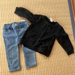 エイチアンドエム(H&M)の【2月10日までの出品】 H＆M 上下セット ベビー  黒トレーナー、ジーンズ(トレーナー)