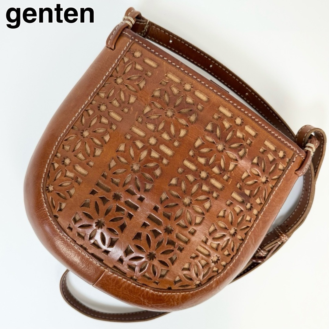 23L09 genten ゲンテン ショルダーバッグ カットワークgenten