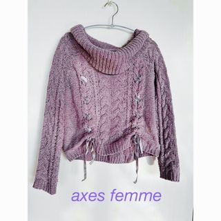 アクシーズファム(axes femme)のaxes femme ベロアリボンニット(ニット/セーター)