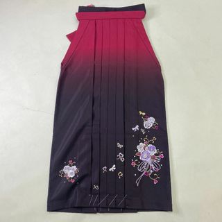 袴 卒業式袴 卒業式着物 エンジ 刺繍入り ボカシ 袴丈95㎝ h-142(着物)