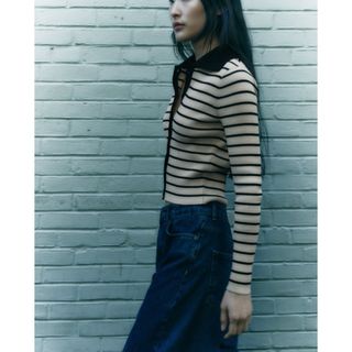 ザラ(ZARA)のZARA ボーダーニットカーディガン(カーディガン)