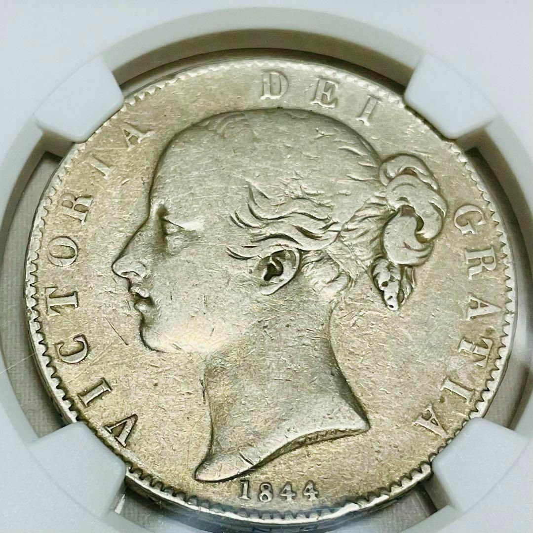 イギリス 1クラウン 銀貨 ヴィクトリア 1844 VF20 ヤングヘッドイギリス鑑定機関