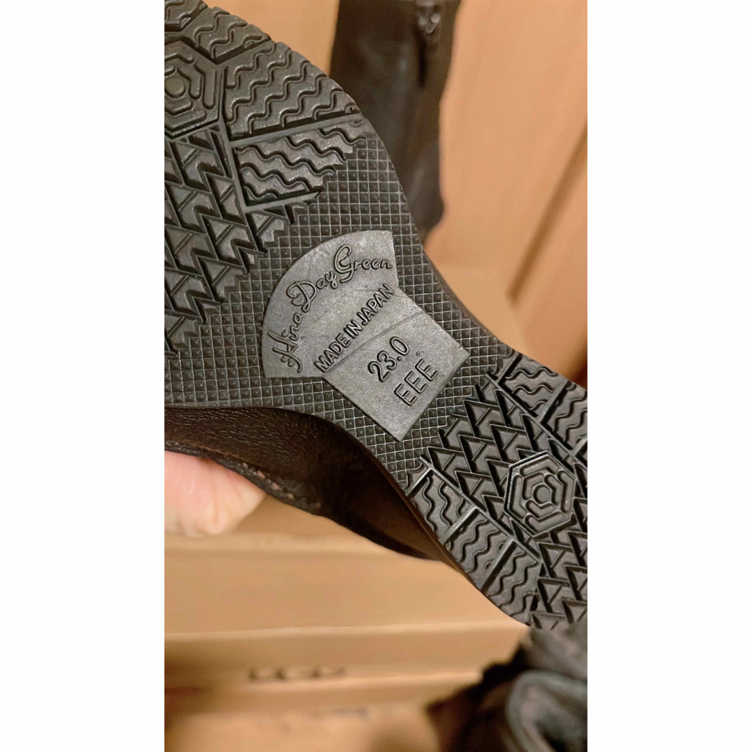 ヒナデイグリーン　天然皮革　ショートブーツ　ブラウン レディースの靴/シューズ(ブーツ)の商品写真