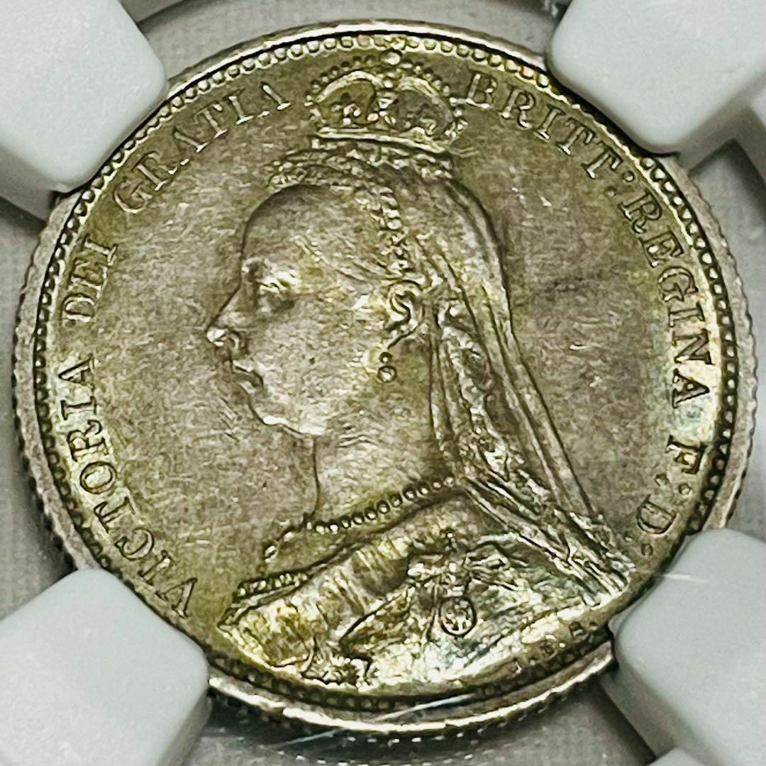 幸せの６ペンス銀貨 イギリス ヴィクトリア1887 MS62 ジュビリーヘッドMS62コイン直径