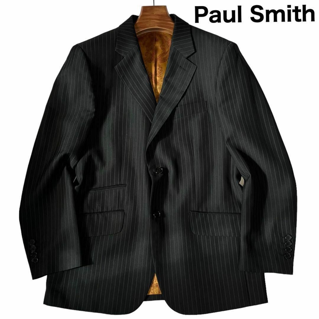 43センチ身幅【美品】ポールスミス　テーラードジャケット　黒　ブラック　ペイズリー　イエロー