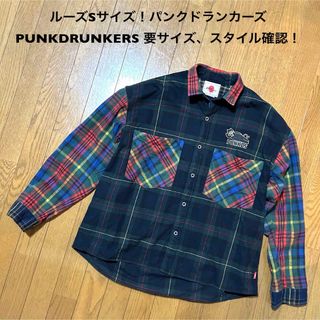 パンクドランカーズ(PUNK DRUNKERS)のルーズSサイズ！日本製 パンクドランカーズ 古着長袖ネルシャツクレイジーパターン(シャツ)