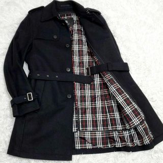 バーバリーブラックレーベル(BURBERRY BLACK LABEL)の極美品 M バーバリーブラックレーベル 羊毛 トレンチコート 黒 中綿 ライナー(トレンチコート)